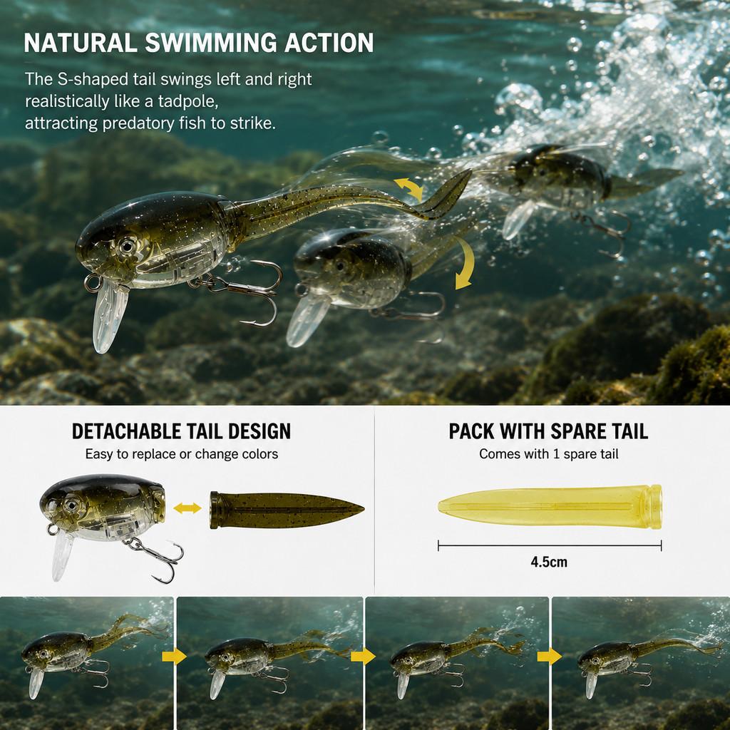 1pcs Tadpole Hard Bait Fishing - Fishing Lure Crankbait 리뷰 및 가격